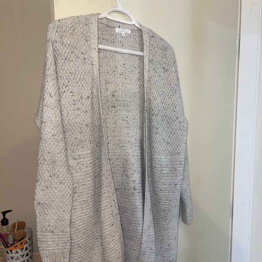 Gray Open-Front Women's Sweater